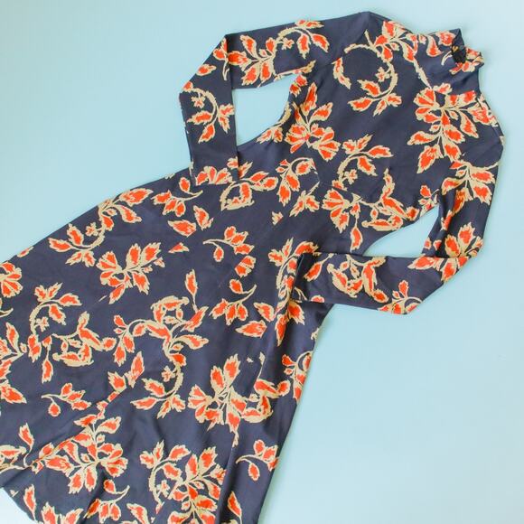 Tanya Taylor Thea Winter Ivy Floral Midi Dress Womens XSmall Ponte Fit Flare - Picture 2 of 9